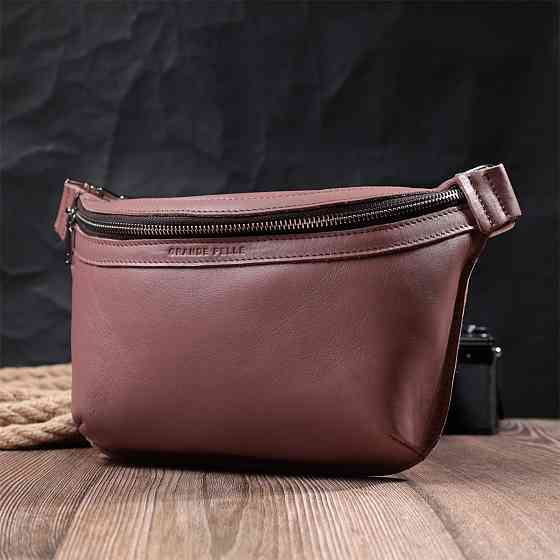 Цікава бананка для жінок з натуральної шкіри Бежевий (GRANDE PELLE) Київ