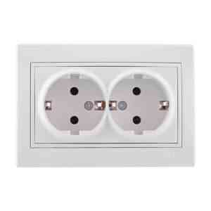 MIRA білий Розетка внутрішня 2-а із заземленням з білою вставкою Лезард Житомир