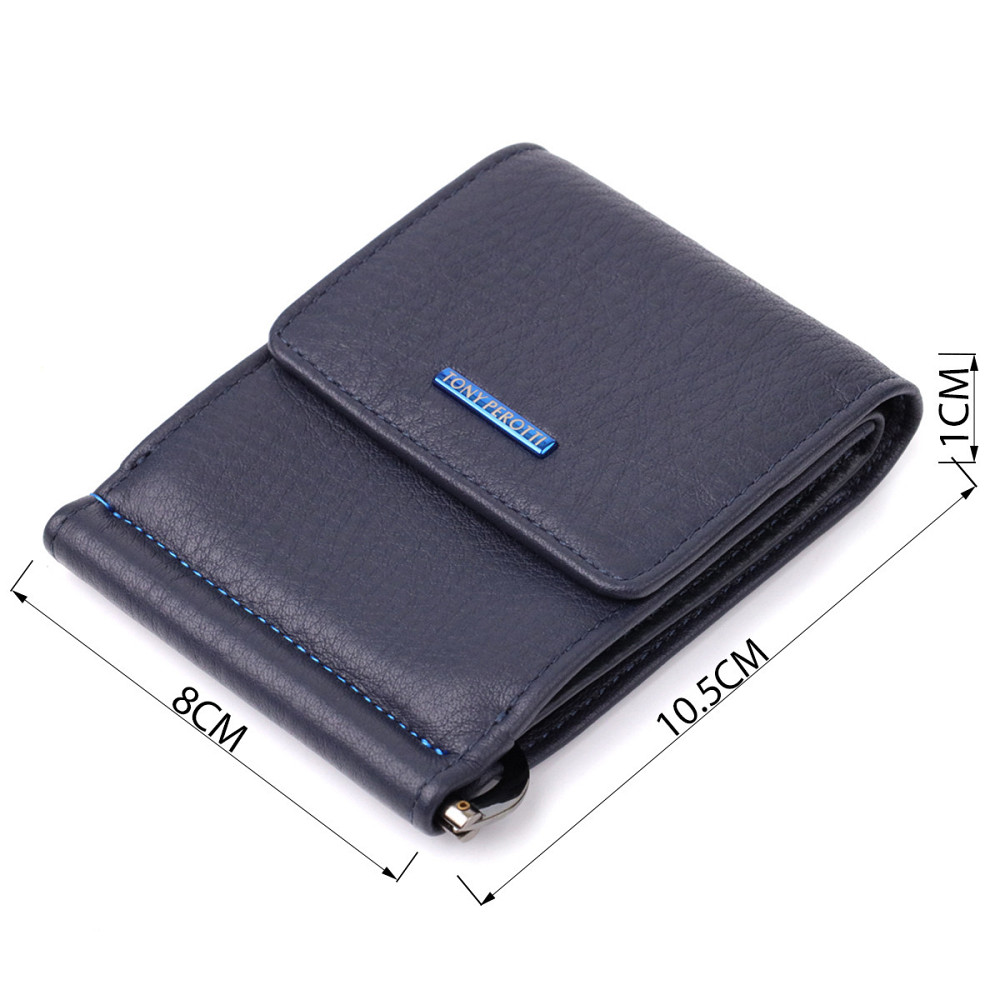 Вертикальный мужской зажим из зернистой натуральной кожи Tony Perotti 20862_1 (3595 navy) Синий Киев - изображение 3