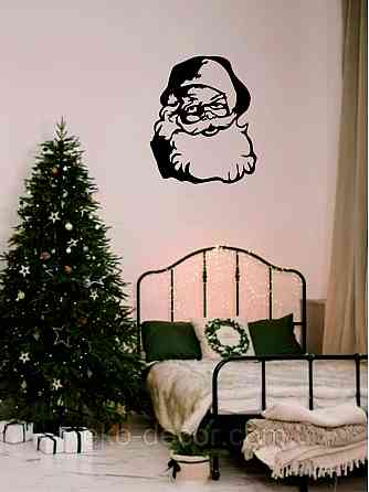 Декоративное настенное Панно «Дед Мороз», Декор на стену 90*75 см, Черный Киев