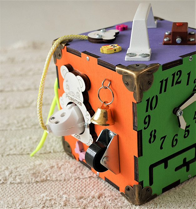 Маленький Бізікуб 15*15*15 Різнобарвний дитячий розвивальний куб міні Бізіборд Тернопіль - фото 8