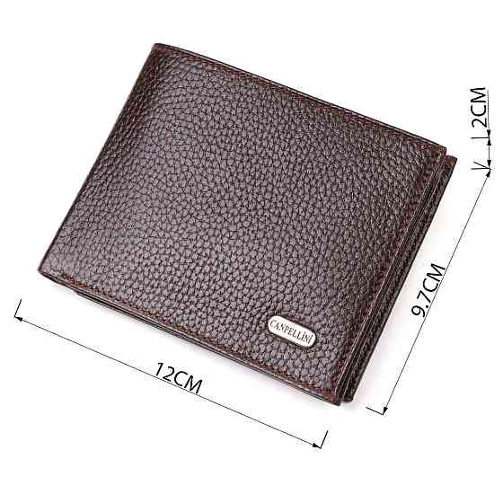 Ідеальний горизонтальний чоловічий гаманець середнього розміру із натуральної зернистої шкіри CANPELLINI 21863 Коричневий Київ