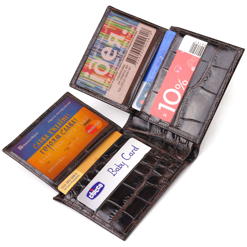 Миниатюрное мужское портмоне из натуральной фактурной кожи Коричневое (CANPELLINI) Киев - изображение 1