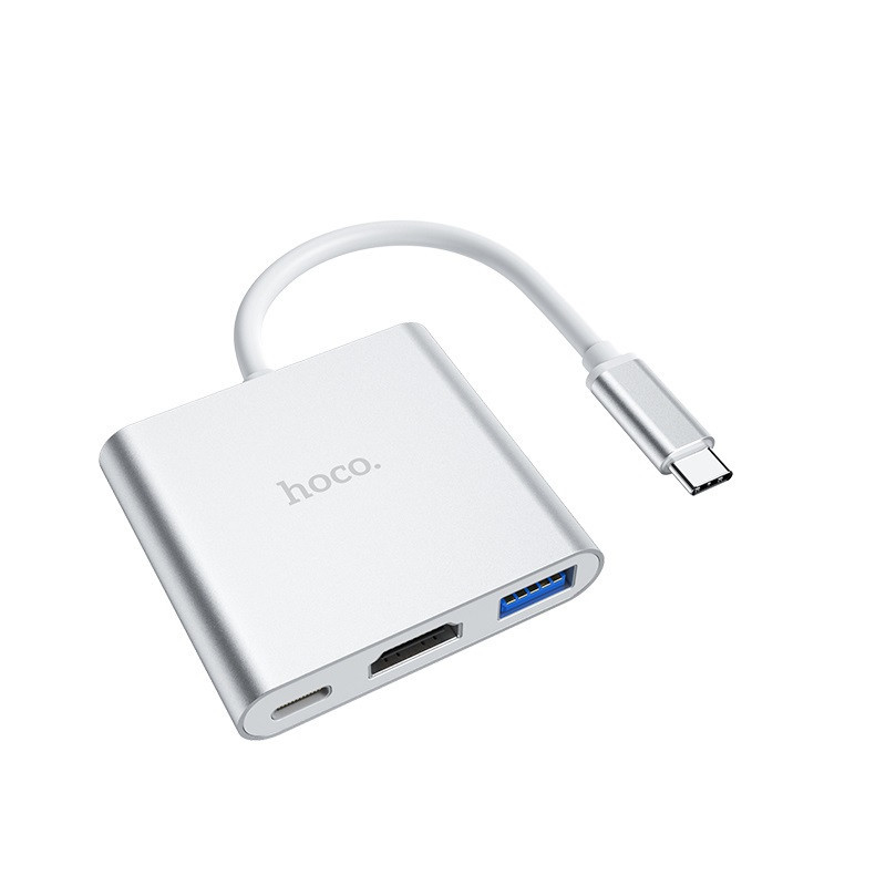 USB-хаб HOCO HB14 Type-C до USB3.0+HDMI+PD Срібний Київ - фото 5