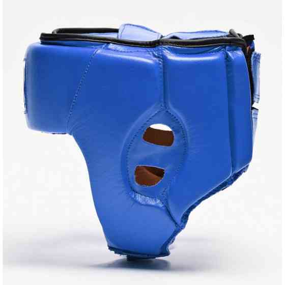 Боксерський шолом турнірний для змагань синій натуральна шкіра Leone Contest Blue розмір L Київ