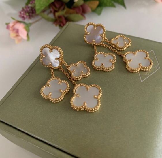 Серьги белые  Vancleef Ванклиф серебро Одесса - изображение 3