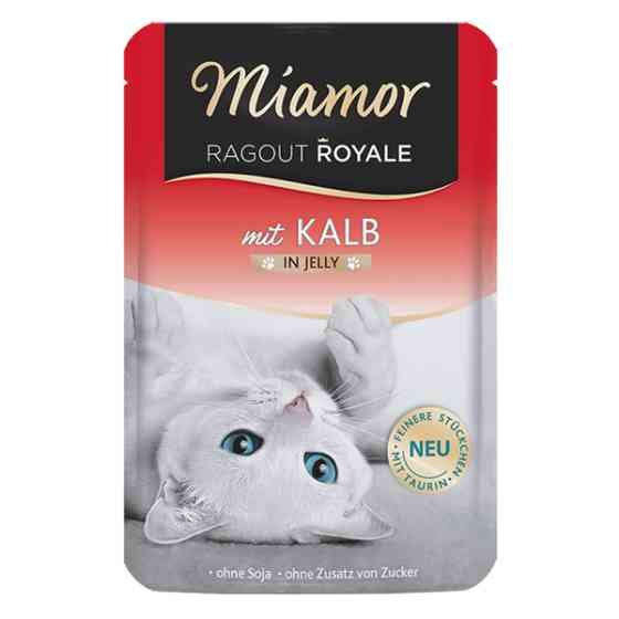 Miamor Ragout Royale mit Kalb МИАМОР РАГУ ТЕЛЯТИНА кусочки в желе беззерновой полнорационный влажный корм для котов, пауч 100г Киев