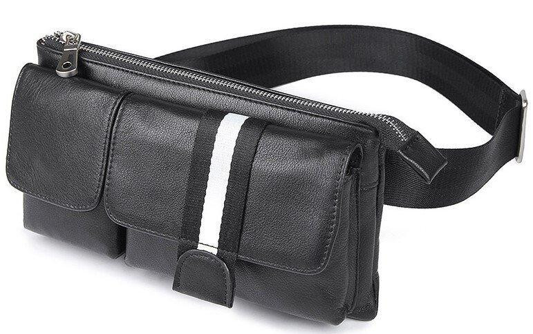 Сумка поясная кожаная Vintage 14953 Черная Киев - изображение 2