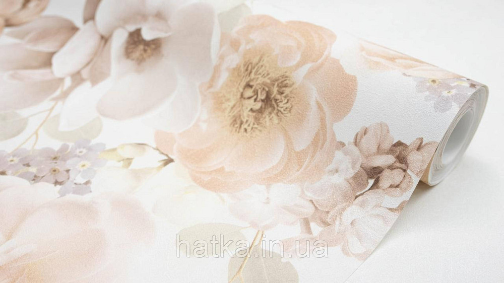 Шпалери вінілові на флізеліні гарячого тиснення Sintra Atmosphere квіти троянди коричневі беж жовті білі 512210 Київ - фото 2