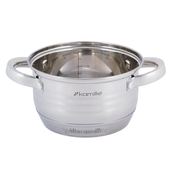 Каструля нержавіюча сталь 1,5л з кришкою порожнисті ручки 4910 KAMILLE Житомир - изображение 3