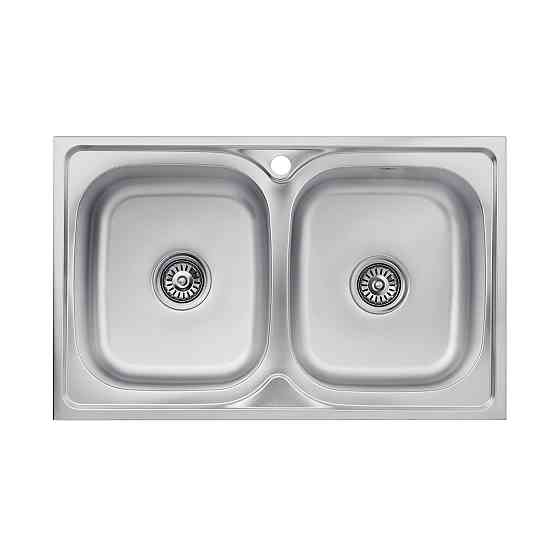 Накладная кухонная мойка Kroner KRP Satin - 5080Z (0.8 мм) на две чаши Киев