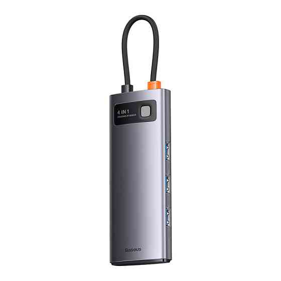 USB-хаб Baseus Metal Gleam Series 4-in-1 Multifunctional Type-C HUB Docking Station Gray（Type-C to USB3.0*4） Одесса