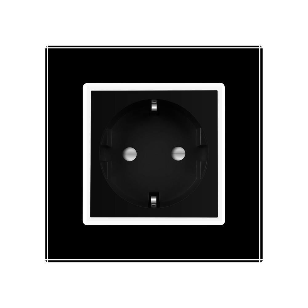 LIVOLO Електрична розетка з заземленням LIVOLO, чорна з білою вставкою, шторки, скло, 250В 16А Коломия - фото 7