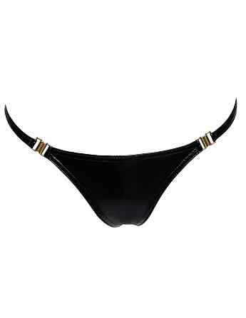 Трусики з мокрим ефектом Noir Handmade P008 Powerwetlook panty with gold clasp, 3XL, на застібках Sex Aura Київ