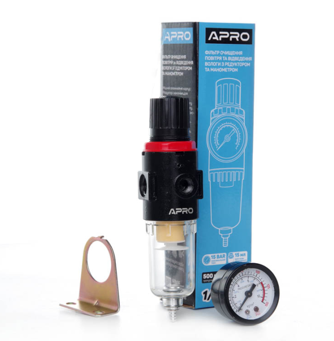 Фільтр-осушувач з редуктором та манометром 500л/хв 1/4" APRO Житомир - фото 4