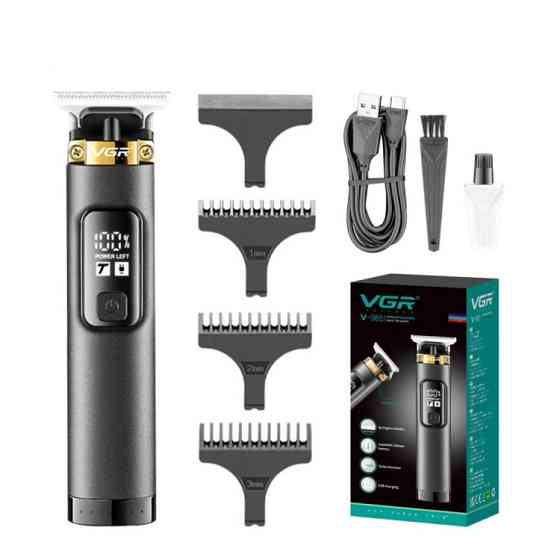 Триммер аккумуляторный для волос, бороды и усов VGR V-985 LCD (4 насадки) Черный Винница