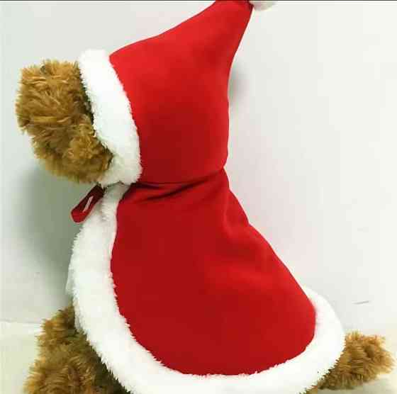 Новорічна накидка для котів та собак Дід Мороз S червоний Київ
