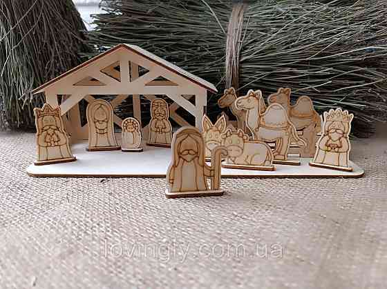 Сувенірний різдвяний  вертеп з фігурками 29/12/12 см Ірпінь