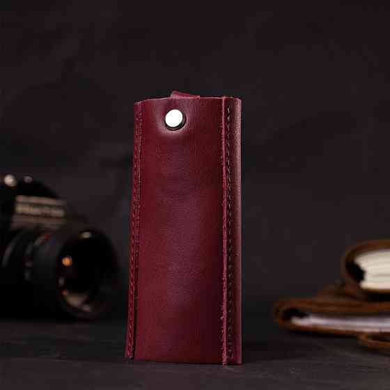 Жіноча шкіряна ключниця на кнопках GRANDE PELLE 11640 Бордовий Київ