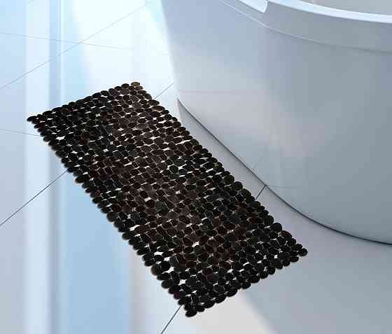 Коврик для душа и ванной комнаты силиконовый,антискользящий в ванную прямоуголный 40х88 см,чёрный Каменец-Подольский