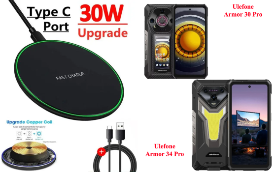 Бездротовий зарядний пристрій 30W для Ulefone Armor 30 Pro, Armor 34 Pro Київ
