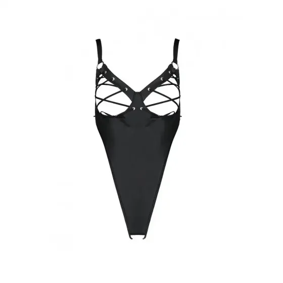 Боді з екошкіри Passion CELINE BODY S/M, black, з доступом, відкритий Львів