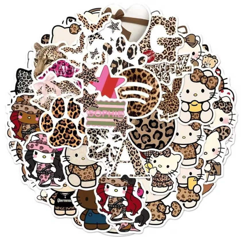 Наклейки Hello Kitty леопард Y2K стикеры 50 шт граффити стиль Киев - изображение 1