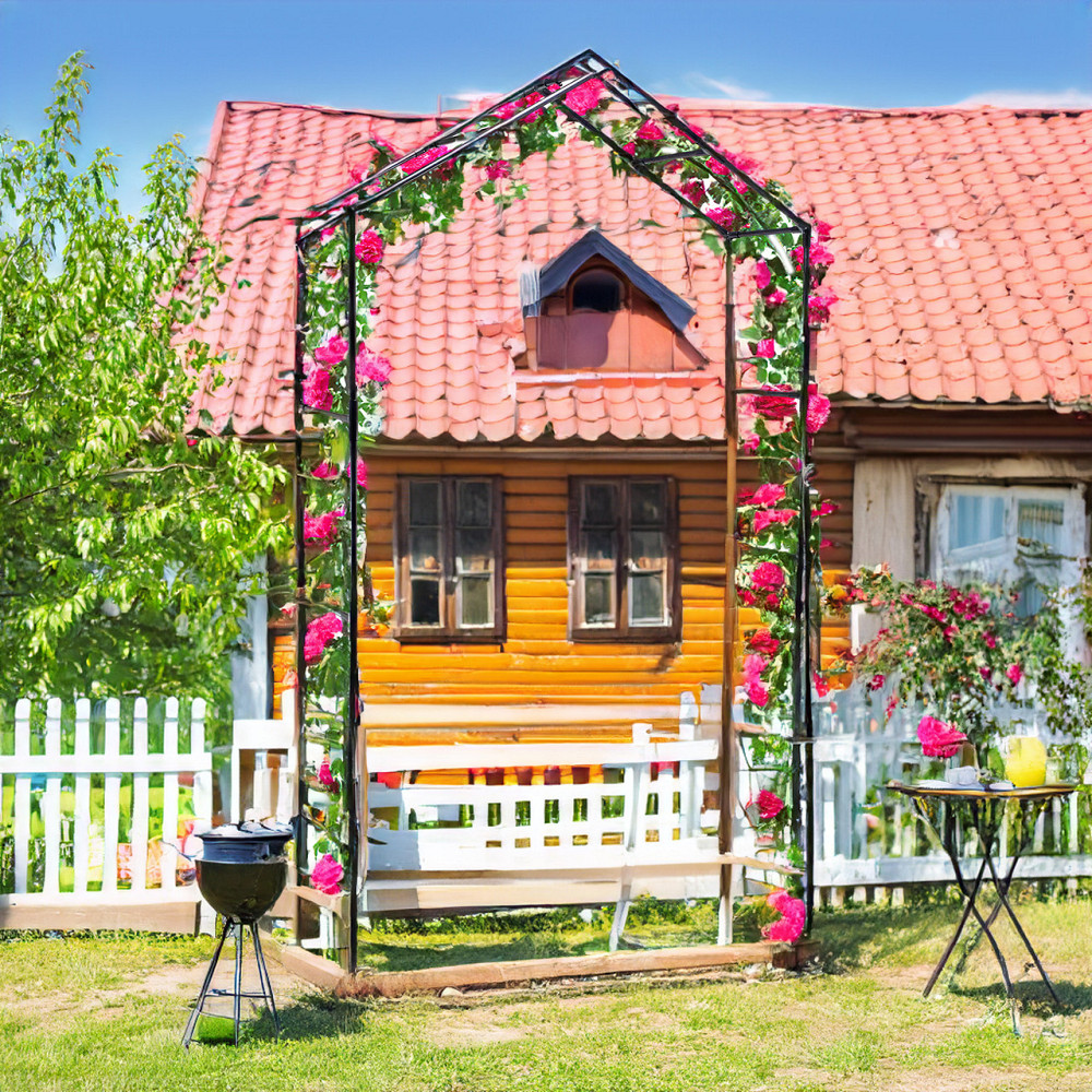 Садова Арка для плетених рослин Bonita, сталева, розбірна, чорна 232*132*34 см Бориспіль - фото 10