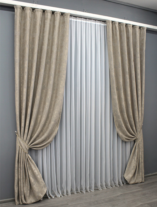 Комплект готовых штор VR-Textil Жаккард Sultan XO № 1683ш Капучино 150х270 см 2 шт (33-0560) Киев - изображение 11