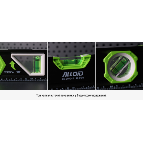 Alloid Pro. Рівень будівельний 100см, 3 капсули з магнітом та боковим вікном Одеса - фото 2