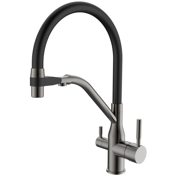Змішувач для кухні Mixxus Premium Gravity 021 GRAPHITE REFL.BLACK з виходом під осмос (MI6979) Чернівці