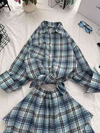 Женский стильный оверсайз костюм в фланель клеточку. Одесса