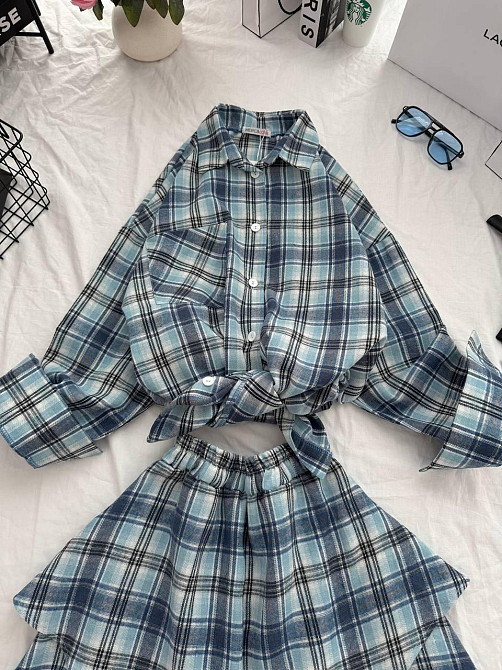 Женский стильный оверсайз костюм в фланель клеточку. Одесса - изображение 2