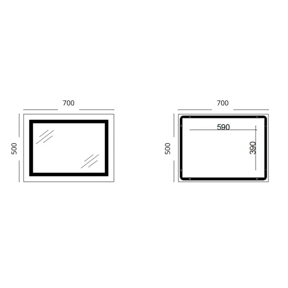 Дзеркало Lidz Kubis (KU1) 700х500 з LED-підсвіткою Touch, з антизапотіванням, з димером, рег. яскравості LD78LF90448485 Київ