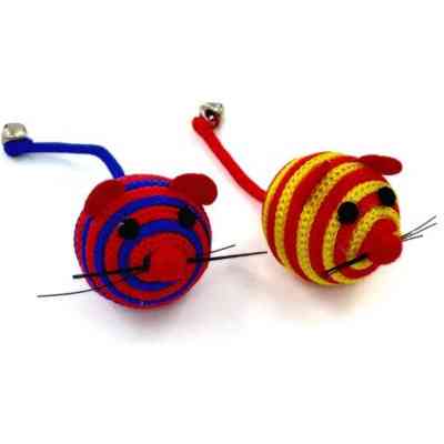 Игрушка для кошек Hippie Pet Мышки полосатые разноцветные 4 см 2 шт (HIPCT18040) Винница