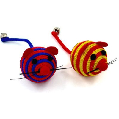 Іграшка для котів Hippie Pet Мишки смугасті різнокольорові 4 см 2 шт (HIPCT18040) Вінниця - фото 1