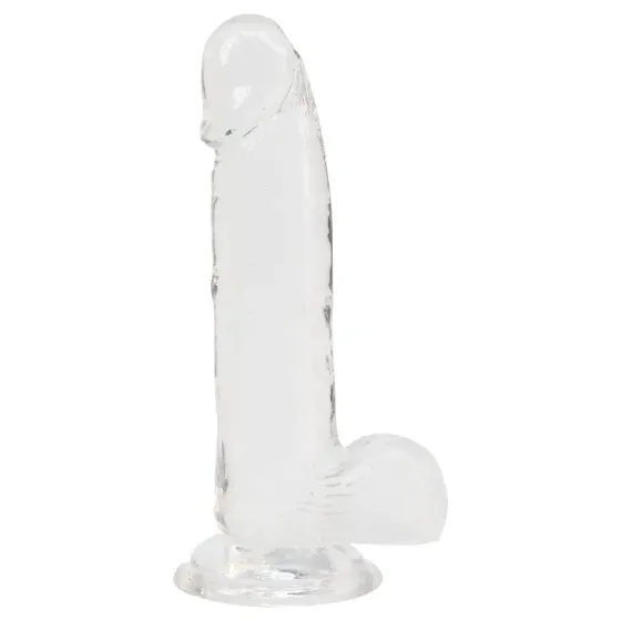 Прозрачный фаллоимитатор на присоске ADDICTION — Clear Dildo with Balls 8″, вибропуля в подарок Львов