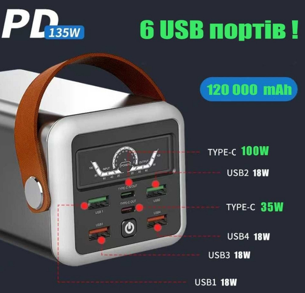 Мощный Повербанк 120000 mAh 100W для НОУТБУКА Зарядная станция 444 Wh Киев - изображение 7