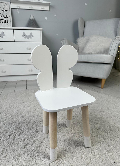 Дитячий столик і стільчик метелик білий. Столик із нішею для олівців і розмальовок Київ - фото 9