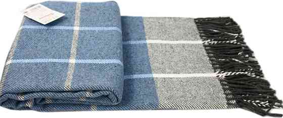 Vladi Плед Vladi 140x200 см бавовняний натуральний синій з блакитним в клітинку Валенсія Harry Коломыя