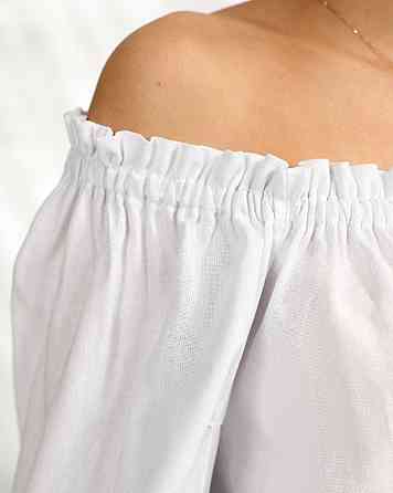 Жіноче легке романтичне мініплаття з льону. Білий, 46/48 Одеса