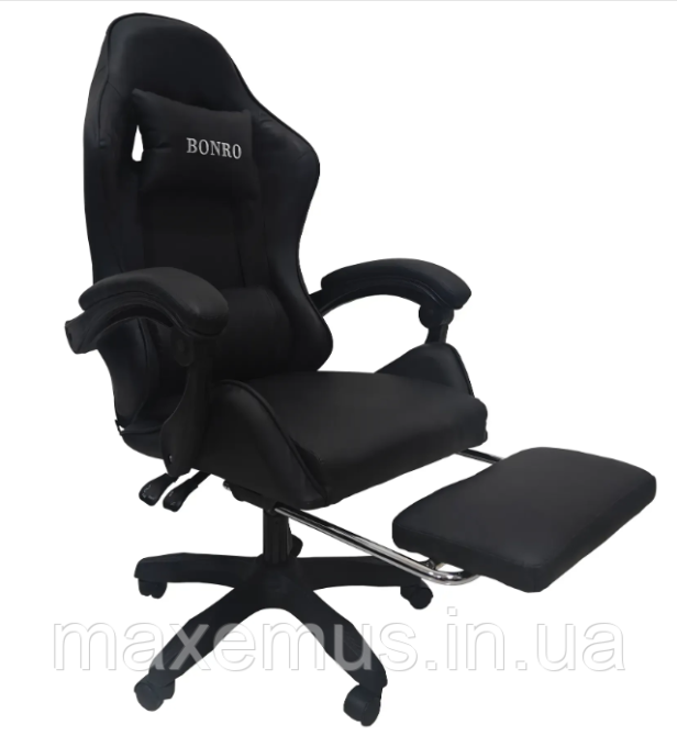 Кресло с регулировкой спинки В 945 с подставкой для ног кресло для геймера компьютерное черное Мостиска - изображение 14