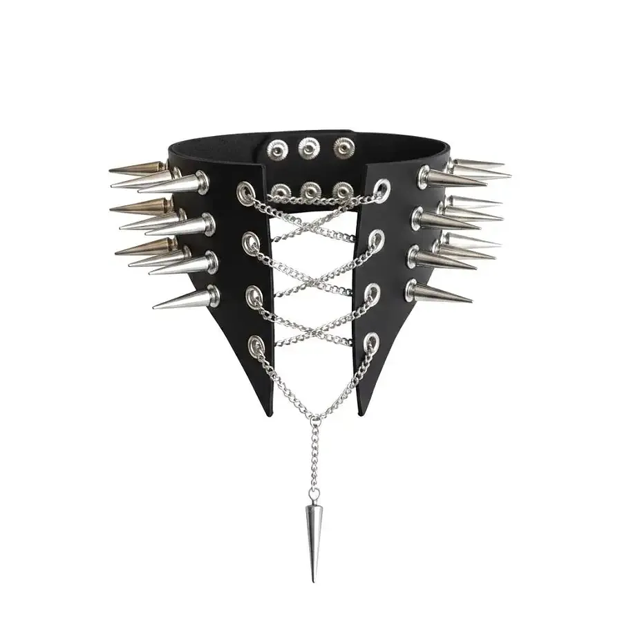 Чокер комір з шипами Art of Sex - Ariadne, натуральна шкіра, колір чорний, L-2XL Львов - изображение 1