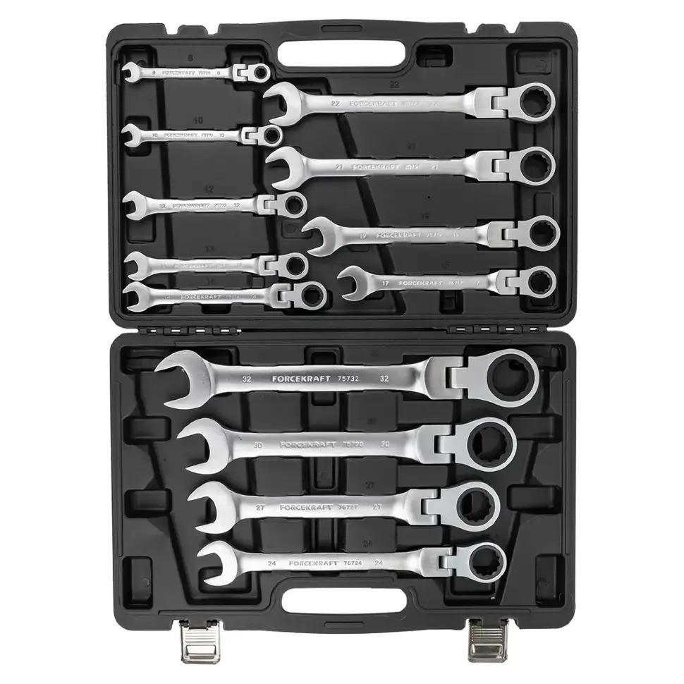 Набір ключів тріскачкових із шарніром 13 пр. (8-32 мм) FORCEKRAFT FK-10340 Одеса - фото 2
