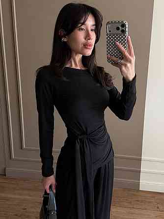 Женский стильный трендовый костюм двойка из вискозы Черный, 46/48 Одесса