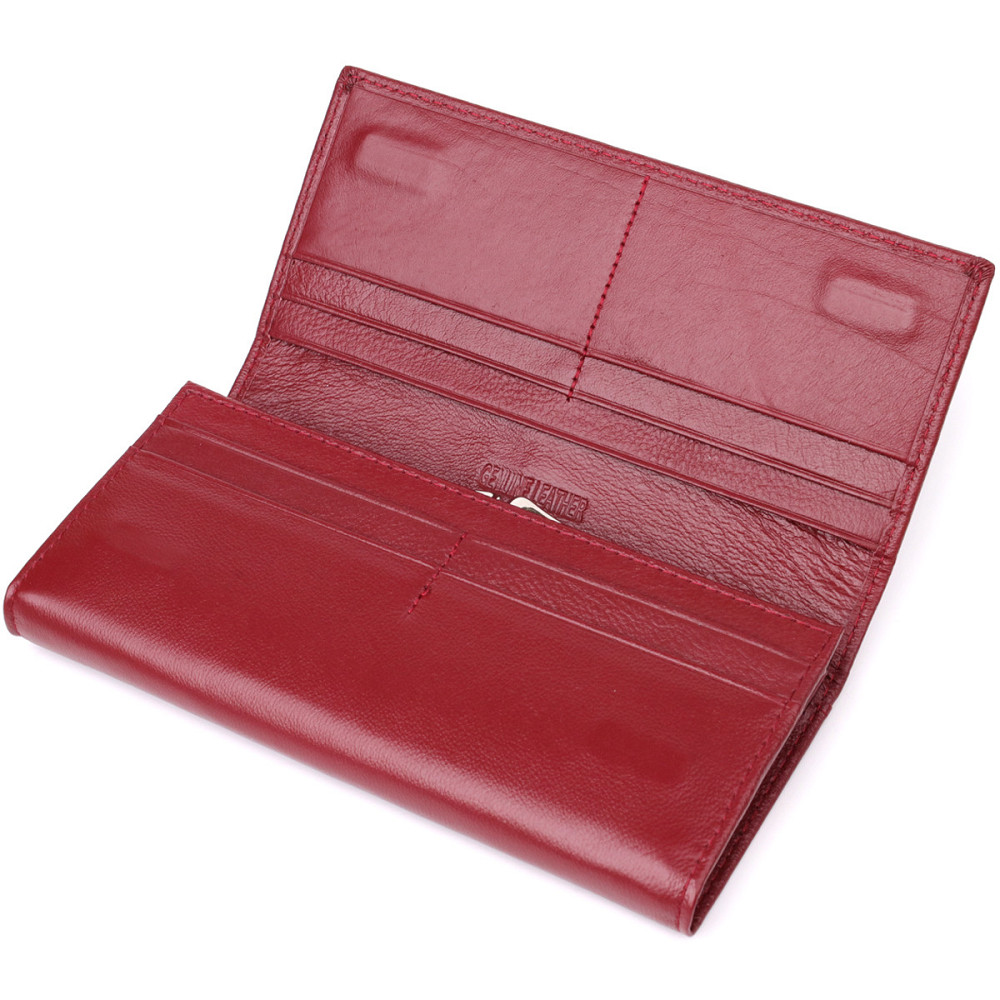 Жіночий шкіряний гаманець з монетницею бордовий (ST Leather) Київ - фото 9