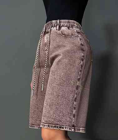 Шорты женские джинсовые Liana 4-054 бермуды с резинкой на талии большие размеры коричневые, коричневый, 4О, 40, 110 см, 138 см Киев