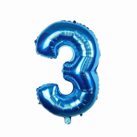 Кулька цифра 3 фольгована 32 дюйма блакитний Київ