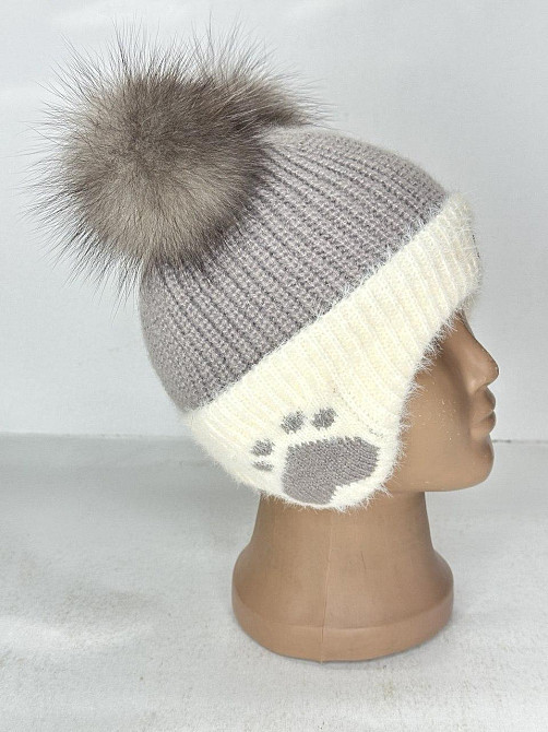 Шапка детская зимняя с натуральными помпонами песца Харьков - изображение 5