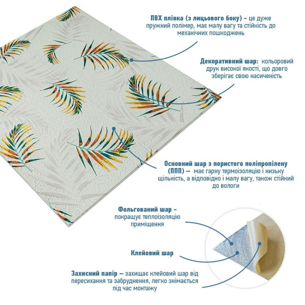 Панель стеновая 3D 680х670х4мм Папоротник на бежевом фоне (D) SW-00001983 Днепр - изображение 2
